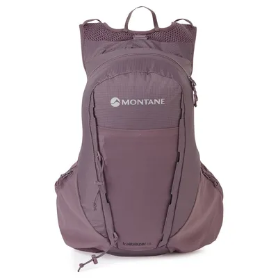 Lila Rucksack "Trailblazer 16" von Montane; geeignet für alpine Aktivitäten; mit mehreren Fächern und verstellbaren Trägern.