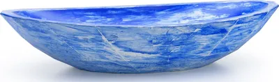 Produktbild von Casa Padrino Luxus Waschbecken Schale Blau / Weiß 60,9 x 29,7 x H. 11,9 cm - Handgefertigtes Beton Waschbecken - Badezimmer Accessoires - Luxus Badezimmer Zubehör