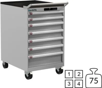 Produktbild von Lista Schubladenschrank - 78.160.020 - 990 x 564 x 725 mm (HxBxT) - 7 Schubladen - 75 kg - Code Lock - lichtgrau (RAL 7035)