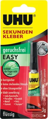 Produktbild von UHU Sekundenkleber EASY, lösemittelfrei, 3 g in Tube