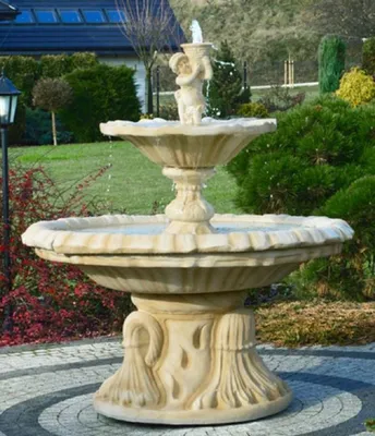 Image de Casa Padrino Fontaine Art Nouveau couleur sable Ø 155 x H. 187 cm - Splendide fontaine de jardin - Fontaine de décoration de jardin - Accessoires de décoration de jardin Baroque & Art Nouveau