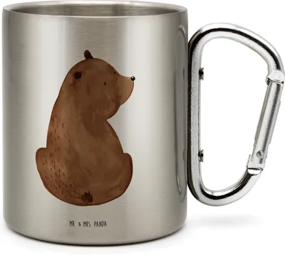 Produktbild von Mr. & Mrs. Panda Teetasse Bär Schulterblick - Transparent - Geschenk, Weisheit, Becher Aus Edelstahl, Trinkbecher, isoliertasse, Campingtasse, Selbstachtung, Bären, Teddy