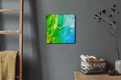 Produktbild von Coloray Hodiny Unikátní 30x30 cm  Tiché hodiny Pro obývací pokoj a kuchyň Nástěnné hodiny Plátno Bílé ručičky hodin - malování