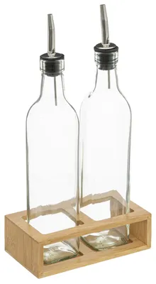 Produktbild von 5Five Simply Smart Essig- und Ölmenagerie mit 2 Spenderflaschen, Glas, Bambus, 480 ml, 181823