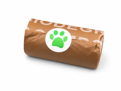Produktbild von Kompostierbare  Hundekotbeutel aus Maisstärke 23x33 cm 15 µm Braun – 60 Stück je Pack – 6000 Stück Karton – RyanPack, KI-generiertes Bild