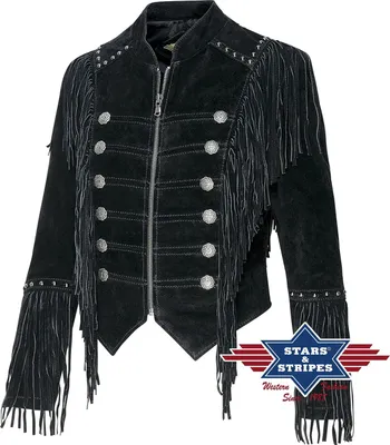 Produktbild von Damen Lederjacke Western Cowgirl Bikerin »Brianna« Schwarz