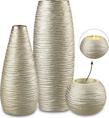 Produktbild von Keramische gouden pampasgras-set - decoratieve vazen voor woonkamer, kantoor und Feiertage