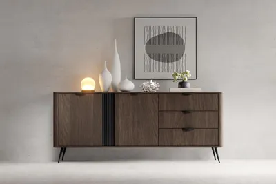 Produktbild von Kommode D Veris 2d3s 195cm Eiche Dunin + Schwarz