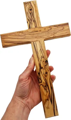 Productafbeelding van Houten Kruis - Wandkruis Religieus - Christelijke Decoratie - Handgemaakt Bethlehem - 30 cm - Olijfhout