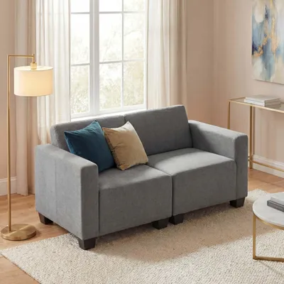 Produktbild von Modular 2-Sitzer Sofa Couch Lyon, Stoff/Textil  grau