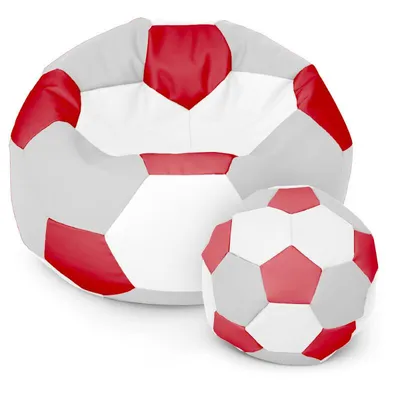 Produktbild von Fußball Sessel mit Füllung EPS Perlen Sitzsack Beanbag Sitzkissen 120cm Grau Weiß Rot Sitzkissen Kissen Sitzsäcke Wohnzimmer Sitzsackbezug Gamer