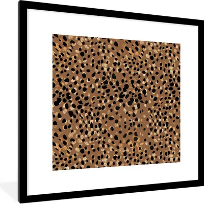 Produktbild von MuchoWow® Gerahmtes Poster Leopard - Tiermuster - Gold 40x40 cm - Poster mit Schwarzem Bilderrahmen Wandposter Rahmen Foto Bilder - Poster - Plakat im Rahmen