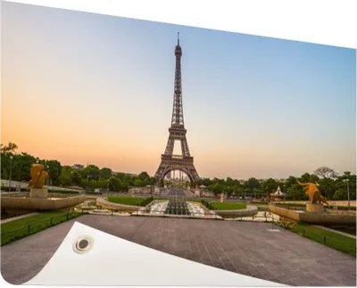 Produktbild von Gartenposter - 120x80 cm - Der Eiffelturm bei Sonnenaufgang  - Modernes Wandbilder - Europäische Städte