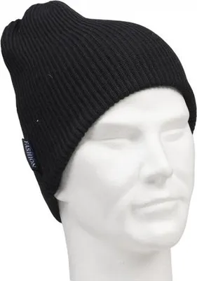 Produktbild von P&T Herrenmütze Strickmütze - Doppelgestrickt Schwarz - Größe 55-57