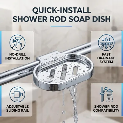Imagen del producto de Soporte ajustable para jaboneras, barra de ducha con mecanismo deslizante, ideal para baño y cocina