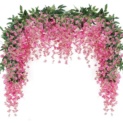 Produktbild von Künstliche Glyzinien-Girlande 2 Stück 185 cm Magenta für Innen & Außen