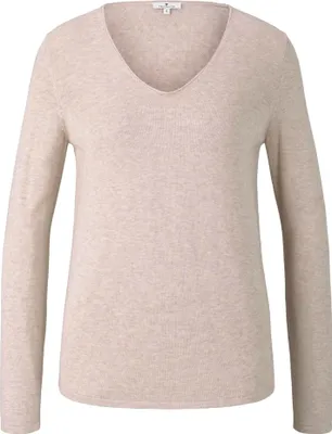 Produktbild von TOM TAILOR Dünner Strickpullover Knitted Basic Stretch Sweater Langarm V-Neck Größe: M