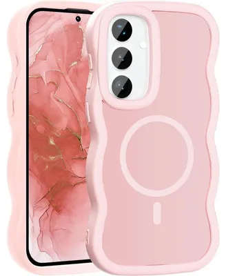 Zdjęcie produktu dla Etui do telefonu Samsung Galaxy S25, kompatybilne z MagSafe, półprzezroczyste, matowe, silikonowe, w kolorze różowym