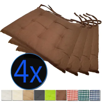 Produktbild von Stuhlkissen Nizza 38x38 cm 4er Pack Sitzkissen mit Steppung, Farbe:Braun