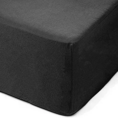 Produktbild von Famanu Spannbettlaken 50 cm - 100% Baumwolle für 180 x 200 cm Matratzen - Schwarz