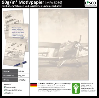 Produktbild von Motivpapier Briefpapier (Flugzeug-5089, DIN A4 25 Blatt) altes Doppeldecker Flugzeug Antonov
