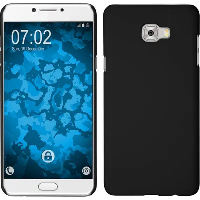 Produktbild von PhoneNatic Case kompatibel mit Samsung Galaxy C7 Pro - Hülle schwarz gummiert Hard-case + 2 Schutzfolien