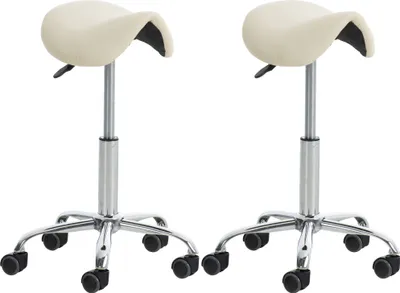 Produktbild von CLP 2er Set Arbeitshocker Reno mit Kunstlederbezug creme