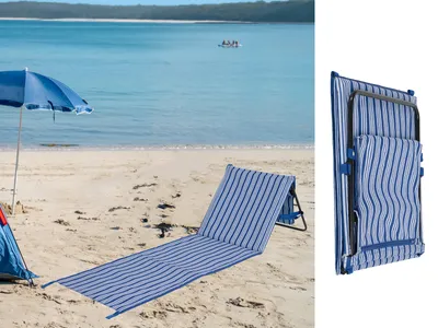 Produktbild von CamPart Travel BE-0421 Strandstuhl Bretagne, Kindereinzelbett, 120 kg, 600 D, Blau, Weiß, Polyester