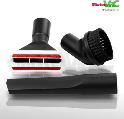 Three vacuum cleaner attachments are displayed on a white background.