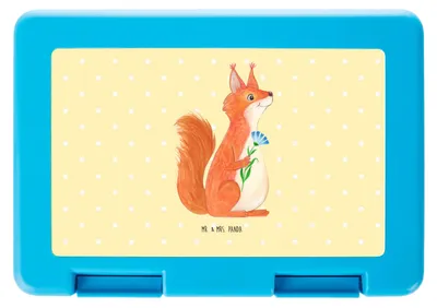 Produktbild von Mr. & Mrs. Panda Lunchbox Eichhörnchen Blume - Gelb Pastell - Geschenk, Motivation Bilder, Brot Aufbewahrungsbox, Spruch Deko, Sprüche, Vesperbox, Bento Box, Bentobox