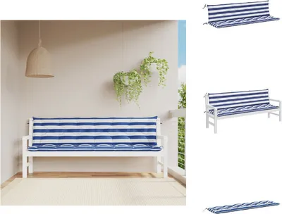 Produktbild von vidaXL Gartenbank-Auflagen 2 Stk. Blau&Weiß Gestreift 200x50x7cm Stoff -  Sitzpolster