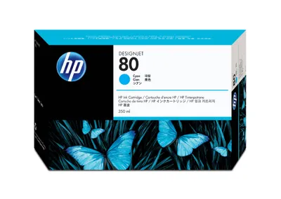 Obrázok produktu pre HP Azúrová atramentová kazeta 80, 350 ml, Tlačiareň radu HP Designjet 1000, Atramentový, Azúrová, Biznis, Spojené štáty, Singapúr, 56 mm