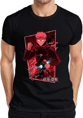 Produktbild von Itadori Yuji Jujutsu Kaisen Fan Anime rot düster Flammen Geschenk Herren T-Shirt, Schwarz, 3XL