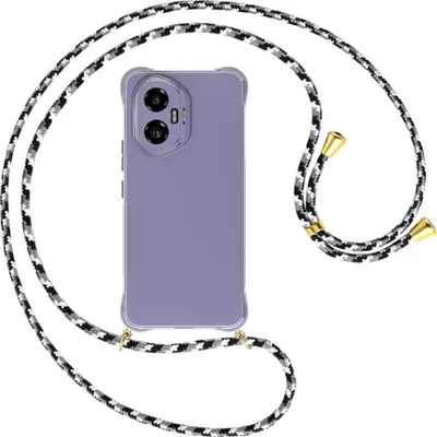 Produktbild von Handykette Backcover-Schutzhülle mit Band (Metall goldfarben) für Honor 300 5G - schwarz/grau/weiß