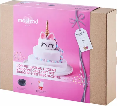 Immagine prodotto di Mastrad Einhornkuchen-Backset, 3 Silikon-Kuchenformen mit Spritzbeutel, F40465