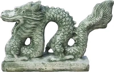 Produktbild von Chinesischer Drache aus Steinguss für den Garten, Frostfest Witterungsbeständig und Neu, 37cm Höhe, 16cm Breite, 60cm Tiefe, ca 30kg, PO-1790