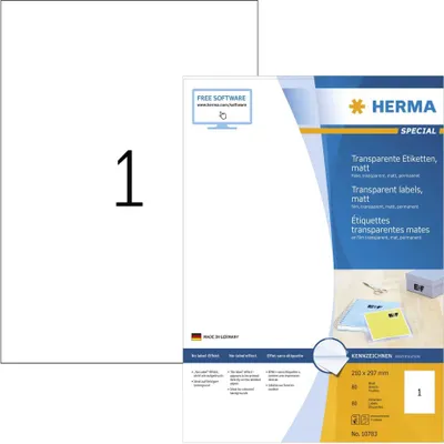 Produktbild von HERMA Wetterfeste Folien-Etiketten 210 x 297 mm transparent 80 Etiketten
