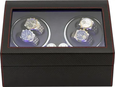 Immagine prodotto di INF Carica Orologi Automatici con Fibra di Carbonio e Luce LED per 4 Orologi Grigio