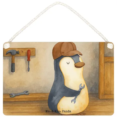 Produktbild von Mr. & Mrs. Panda Schild Wenn Papa es nicht reparieren kann, sind wir am Arsch Design DIN A5 - Weiß - Geschenk, kleine aufmerksamkeit, Vater, Vatertag, Türschild, holzbild