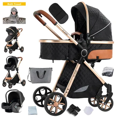 Immagine prodotto di Passeggino da viaggio YV9 - Leggero e compatto - Pieghevole - Per neonati e bambini piccoli - Portata massima 20 kg - Nero e oro