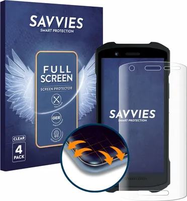 Produktbild von 4x Savvies Fullscreen Schutzfolie für Zebra TC21/ TC26 Displayschutz Folie Fullcover Klar Transparent