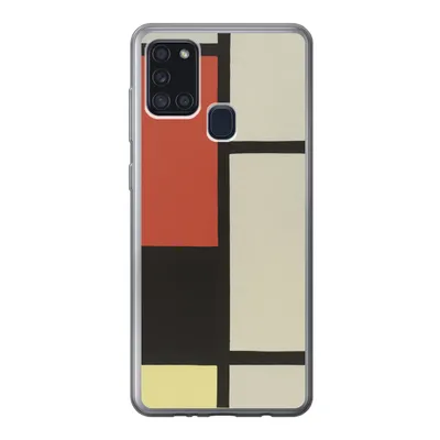 Produktbild von MuchoWow® Handyhülle Schutzhülle Hülle für Samsung Galaxy A21s Komposition mit rotem Quadrat, schwarz, blau - Piet Mondrian Silikon Softcase Handy Hülle - Hartschale