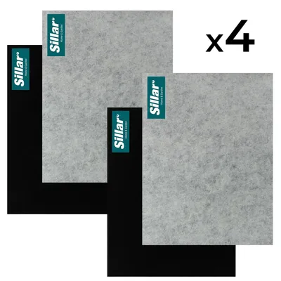 Image de Sillar 4× Filtre à charbon actif et à graisse 2 en 1 universel 57 × 47 cm pour hotte aspirante