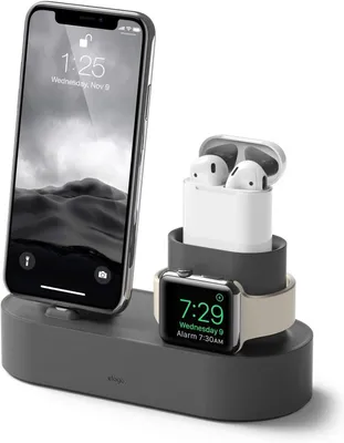 Produktbild von Elago 3-in-1-Ladestation (Typ A) für Apple-Geräte, klassisch, Dunkelgrau