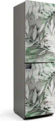 Produktbild von Blattiges Aquarellmuster – Magnetische Kühlschrank Abdeckung – Dekorfolie magnetisch Küche – Kühlschrank Magnet Deko – selbstklebende Magnettafel – Magnetfolie für Kühlschranktür – 60x205 cm