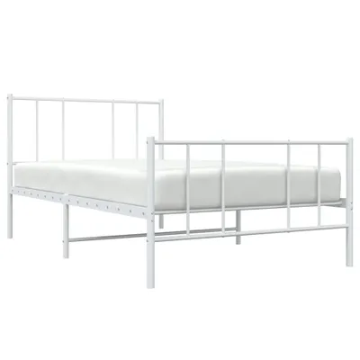 Produktbild von Bettgestell mit Kopf- und Fußteil Metall Weiß 107x203 cm