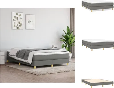 Obrázok produktu pre vidaXL Box spring posteľ s matracom tmavosivá 140x200 cm látka - Postele a rámy postelí