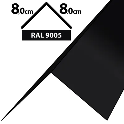 Produktbild von 2m Winkelblech Kantblech Kante Blechwinkel pulverbeschichtetes 0,5mm Zuschnitt 16cm RAL-9005 Schwarz