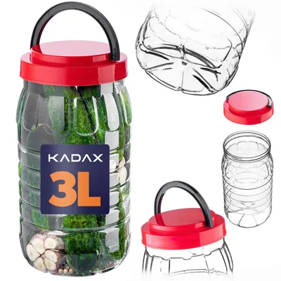 Immagine prodotto di Vaso di stoccaggio KADAX 3L con coperchio, 1 pezzo, vaso di stoccaggio in plastica PET, contenitore da cucina, contenitore in plastica per alimenti, vaso di stoccaggio, contenitore per alimenti