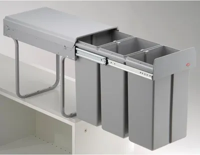 Produktbild von WESCO Einbau-Abfalleimer 3x10ltr. 38,5cm alugrau